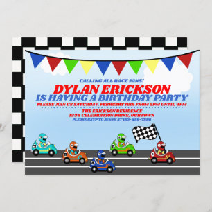 Voitures de course Invitation de fête d'anniversai