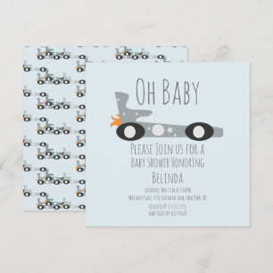 Voitures de course rétro Baby Shower Bleu