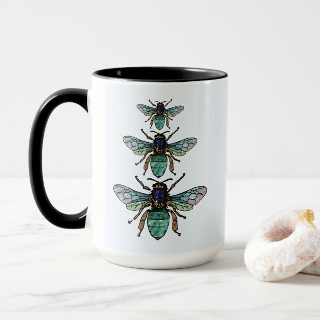 Vol de la parties scintillant bees mug (Avec donut)