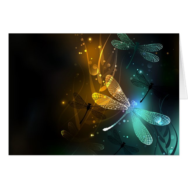 Vol de libellule verte lumineuse (Devant Horizontal)