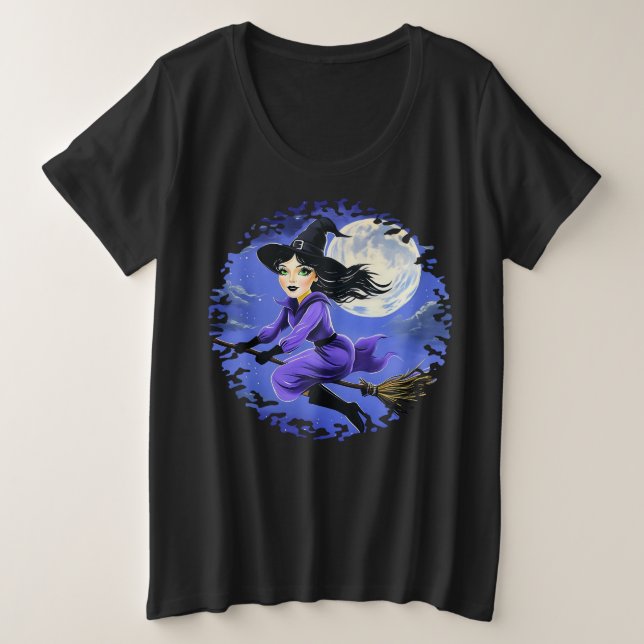 Vol de sorcière d'un balai - Wicca Halloween 7 (Design devant)