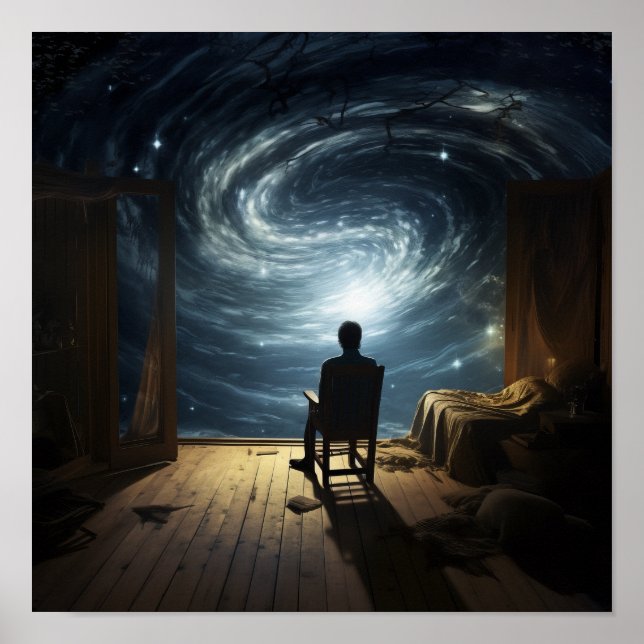 Vol énigmatique : Poster surréaliste d'une figure  (Devant)