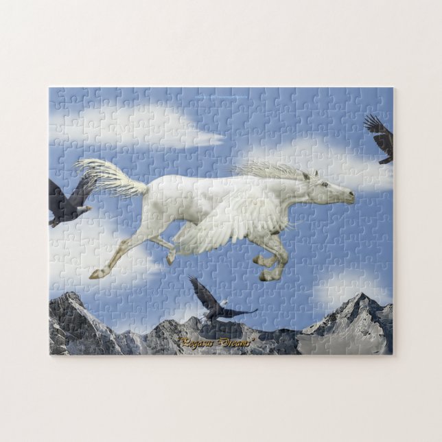 Vol Pegasus et puzzle d'art d'imaginaire d'Eagles (Horizontal)