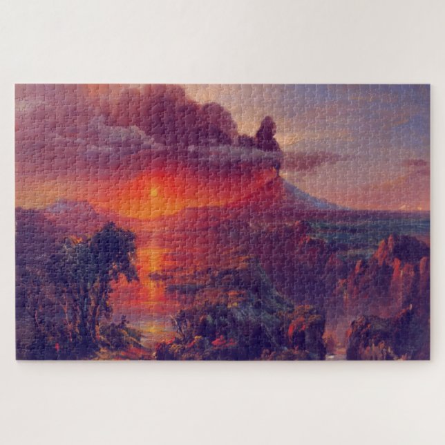 Volcan au puzzle du coucher du soleil (Horizontal)