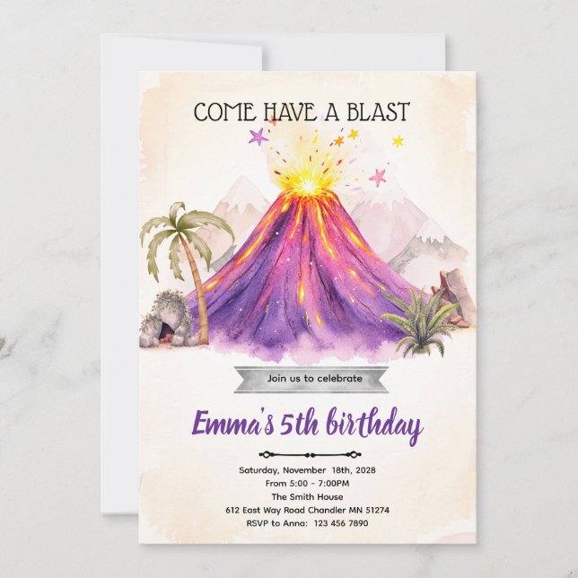 Volcano girl theme party Invitation (Devant)