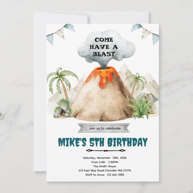 Volcano theme party Invitation (Devant)