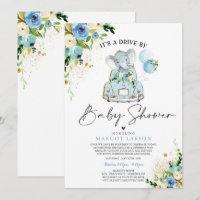 Volée éléphante par Baby shower Invitation bleu