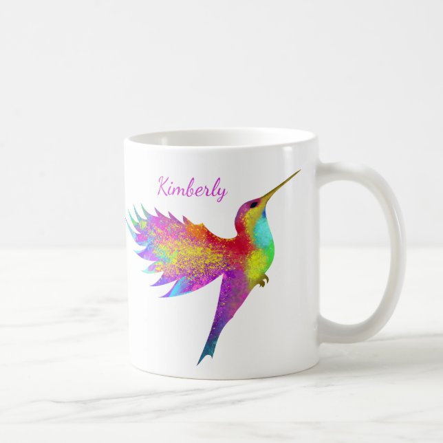 Voler Colibri Nom personnalisé Mug (Droite)