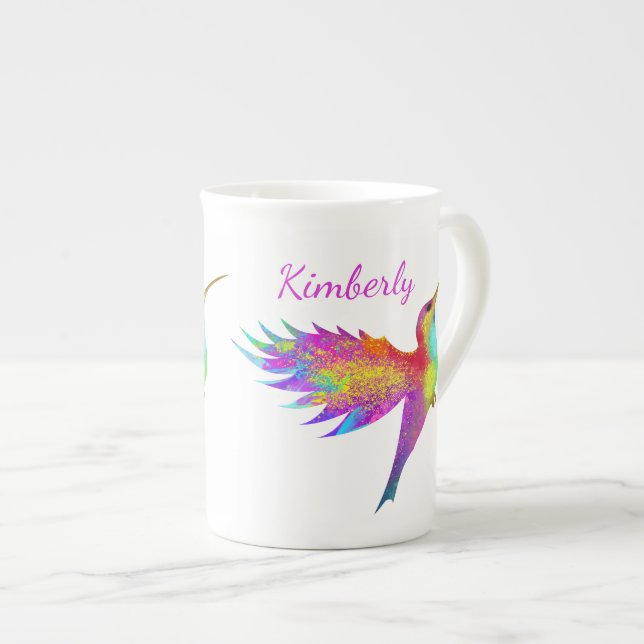 Voler Colibri Nom personnalisé Os Chine Mug (Devant droit)