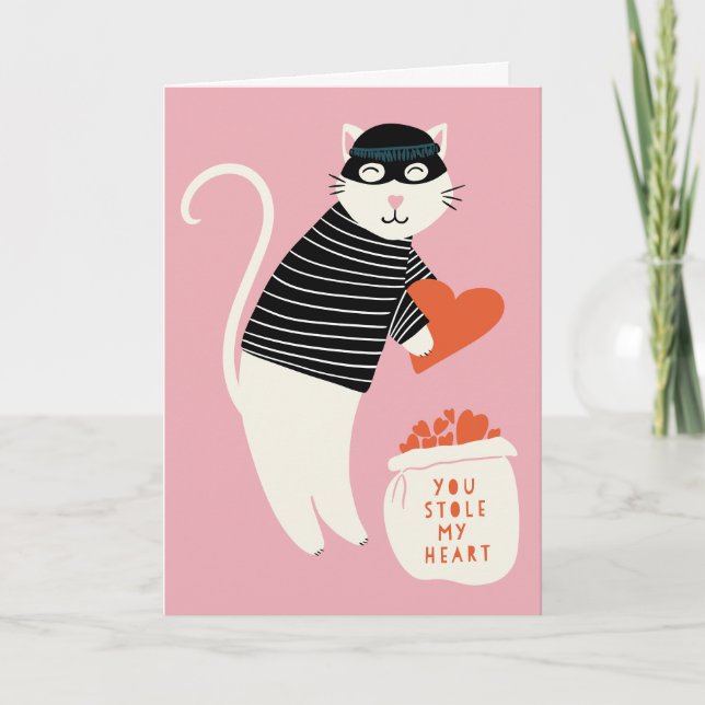 Voler Mon Coeur Chat Burglar Valentine Carte de vo (Devant)