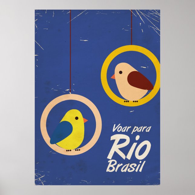 Voler pour Rio, Brésil affiche de voyage Version b (Devant)