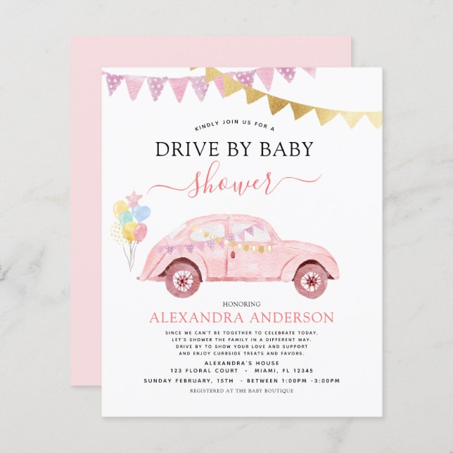 Volet Budget Par Baby shower Blush Pink Gold Foil (Devant / Derrière)