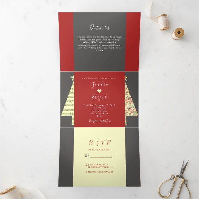 Volets Invitation pliable en trois pour un mariage de Noë (Intérieur)