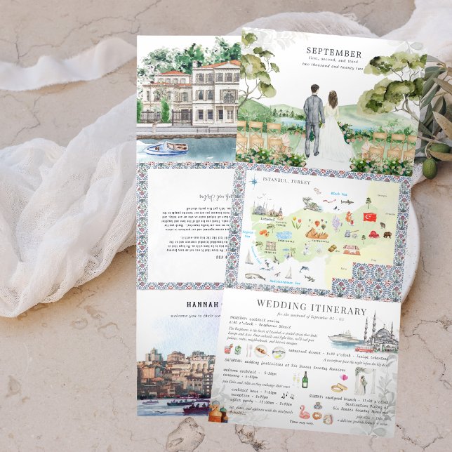 Volets Istanbul, Turquie Mariage | Invitation à trois vol (Créateur téléchargé)