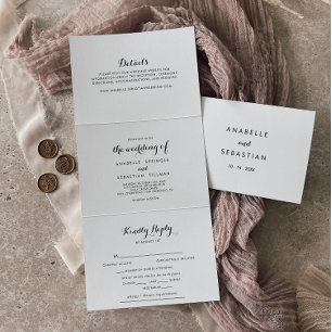 Volets Mariage de calligraphie moderne Invitation à trois