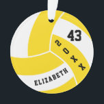 Volley-ball jaune et blanc 4 | Nom do-it-yourself<br><div class="desc">Ornement de volley-ball prêt pour vous à personnaliser. Plus de couleurs sont disponibles si vous ne trouvez pas vos couleurs, s'il vous plaît contactez-moi. REMARQUE : SEULEMENT CHANGER LES ZONES MODÈLES NÉCESSAIRES! 😀 Si nécessaire, vous pouvez supprimer une partie du texte et commencer à ajouter le texte et la police...</div>