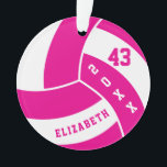 Volley-ball rose et blanc chaud 4 | Nom do-it-your<br><div class="desc">Ornement de volley-ball prêt pour vous à personnaliser. Plus de couleurs sont disponibles si vous ne trouvez pas vos couleurs, s'il vous plaît contactez-moi. REMARQUE : SEULEMENT CHANGER LES ZONES MODÈLES NÉCESSAIRES! 😀 Si nécessaire, vous pouvez supprimer une partie du texte et commencer à ajouter le texte et la police...</div>