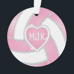 Volley-ball rose et blanc diamant<br><div class="desc">Ornement de volley-ball prêt pour vous à personnaliser. Fait un merveilleux cadeau personnalisé pour votre joueur de volley-ball, entraîneur, ventilateur, etc... ⭐ Ce produit est 100% personnalisable. Les graphiques et / ou le texte peuvent être ajoutés, supprimés, déplacés, redimensionnés, changés autour, tournés, etc... 99% de mes designs dans mon magasin...</div>