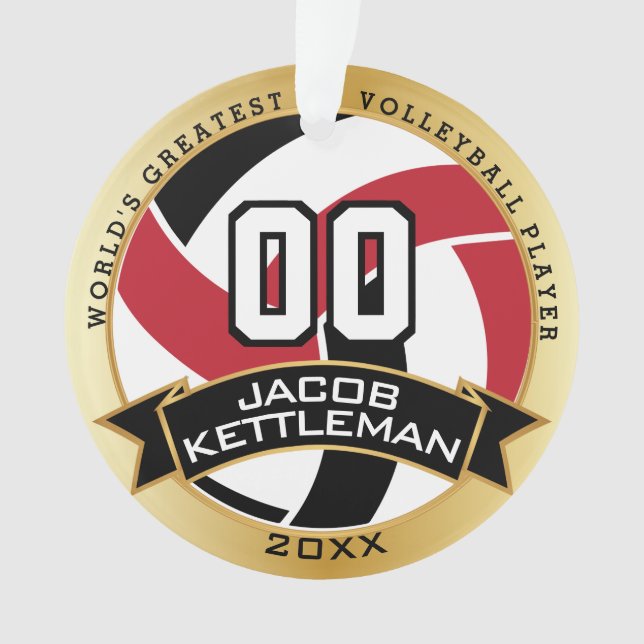 Volley-ball rouge, noir et blanc | Texte do-it-you (devant)