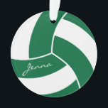 Volley-ball vert foncé et blanc 4 | Nom do-it-your<br><div class="desc">Ornement de volley-ball prêt pour vous à personnaliser. Plus de couleurs sont disponibles si vous ne trouvez pas vos couleurs, s'il vous plaît contactez-moi. REMARQUE : SEULEMENT CHANGER LES ZONES MODÈLES NÉCESSAIRES! 😀 Si nécessaire, vous pouvez supprimer une partie du texte et commencer à ajouter le texte et la police...</div>