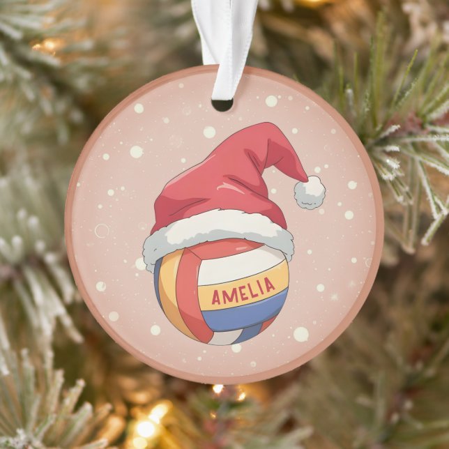 Volleyball Ball with Red Santa Hat Name Christmas (Arbre)