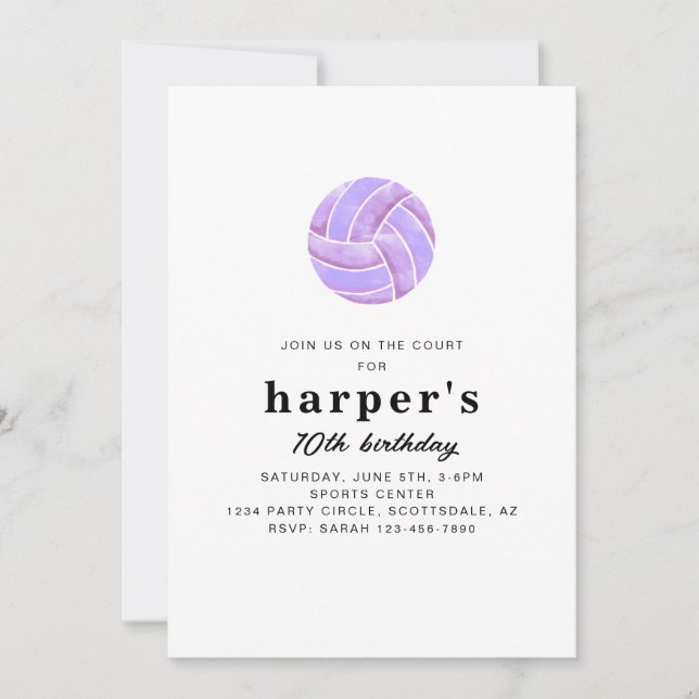 Volleyball Birthday Invitation (Devant)