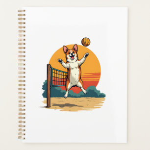 Volleyball Corgi Vintage Illustration Vectoriel Co