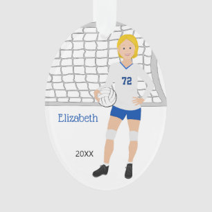 Volleyball Femme cheveux court en bleu blanc