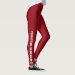 Volleyball Leggings personnalisés Nom de l'équipe<br><div class="desc">Des leggings sur mesure pour vous ou toute votre équipe de volley. Votre nom d'équipe remonte les jambes et votre monogramme, nom ou numéro est placé juste au-dessus de la cheville. Vous pouvez également changer la couleur arrière - plan pour qu'elle corresponde à l'uniforme/aux couleurs de votre équipe - il...</div>