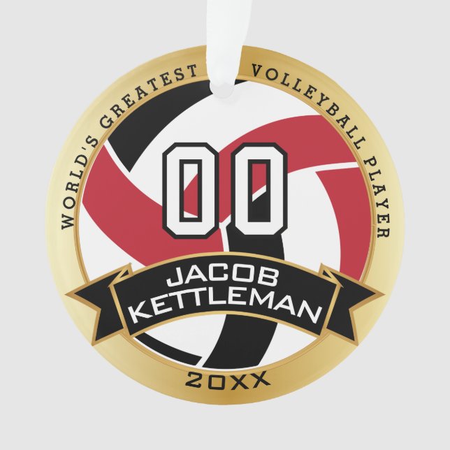 Volleyball rouge, noir et blanc | Texte DIY (devant)