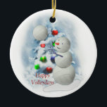 Volleyball Snowman Noël Ornement en céramique<br><div class="desc">Volleyball Snowman Noël Ornement en céramique</div>