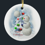 Volleyball Snowman Noël Ornement en céramique<br><div class="desc">Volleyball Snowman Noël Ornement en céramique</div>