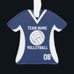 Volleyball Sports Jersey Blue<br><div class="desc">Maillot de volley-ball bleu foncé ornement sportif. Personnalisez avec votre joueur, nom, équipe et date.</div>