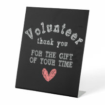 Volontaire Merci Faux Chalkboard Panneau de table