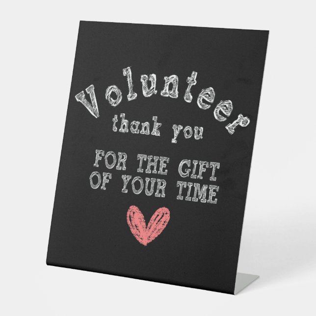 Volontaire Merci Faux Chalkboard Panneau de table (Recto)