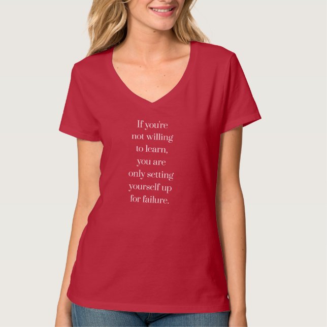 Volonté d'apprendre le T-shirt à col V de base pou (Devant)