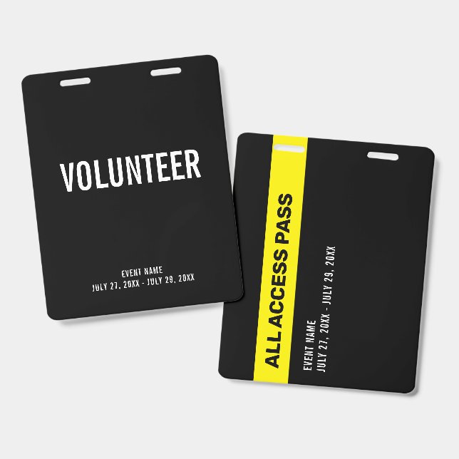 Volunteer Community Event ID Badge (Avant & arrière)