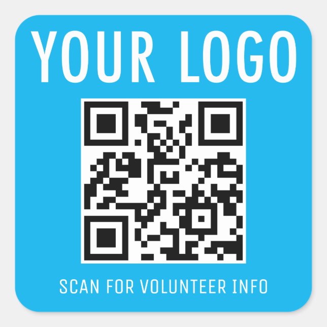 Volunteer QR Code Stickers Custom Logo Sky Blue (Devant)