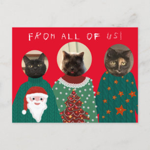 Vos 3 chats dans les affreux pulls de Noël Carte p