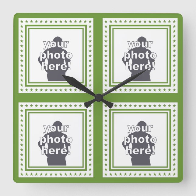 VOS 4 PHOTOS horloge murale couleur personnalisée (Recto)