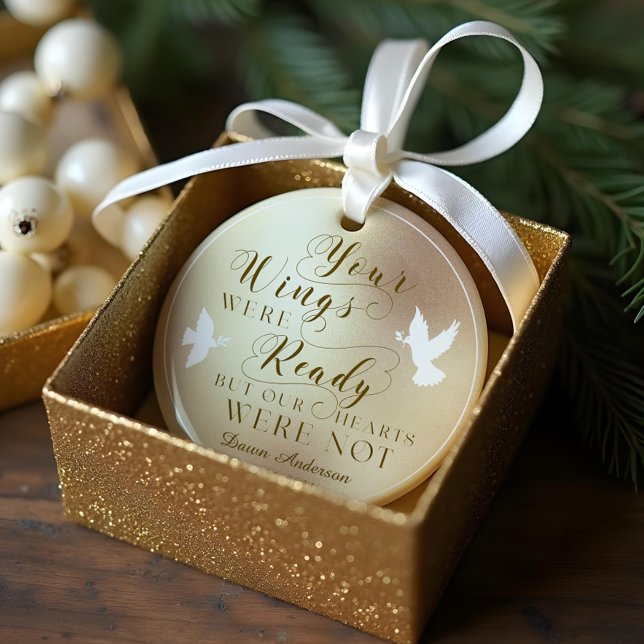 Vos Ailes Étaient Prêts Photo Memorial Keepsaké Do (Your Wings Were Ready Photo Memorial Keepsake Dove Ornament)