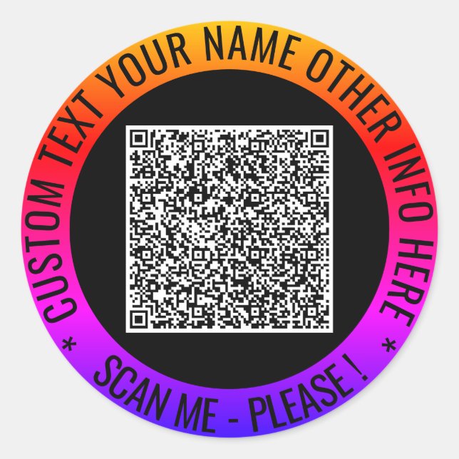 Vos autocollants personnalisés avec code QR et tex (Devant)