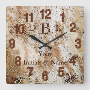Vos NOM et INITIALES Horloges murales Rustique Man