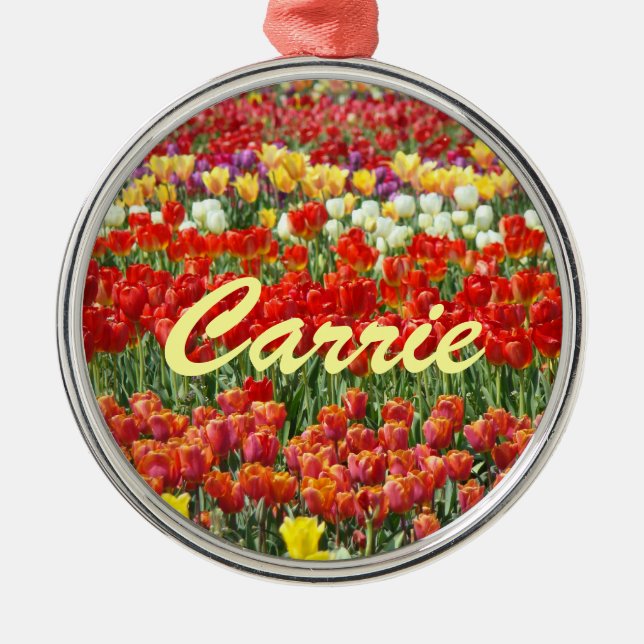 Vos Ornements Nom personnalisés Fleurs de Tulipe (Devant)
