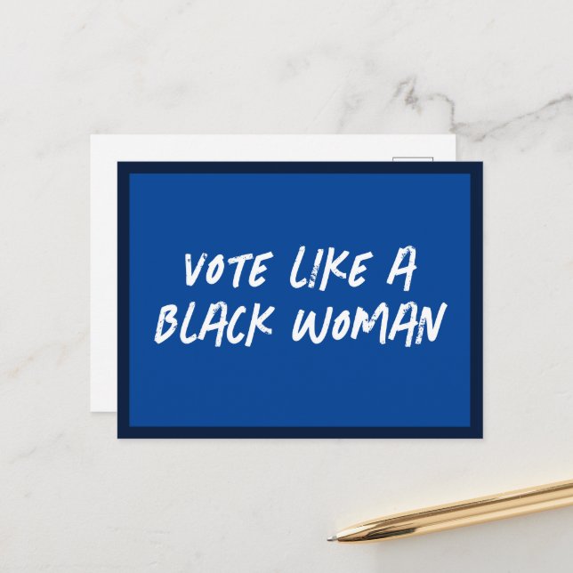 Vote Blue 2024 Comme Une Carte Postale De Femme No (Devant/Arrière en situation)