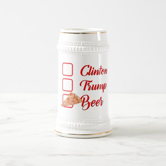 vote hillary clinton trump drôle pizza bières mug (Centre)