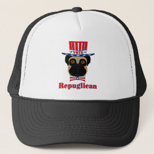 Vote rePUGlican Funny Carlin en Casquette blanc ro