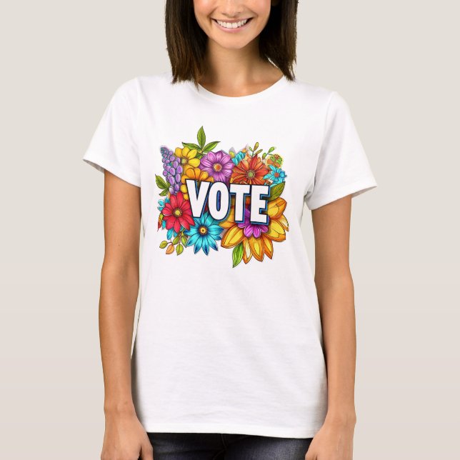 VOTE T-shirt rose fleuri (Devant)