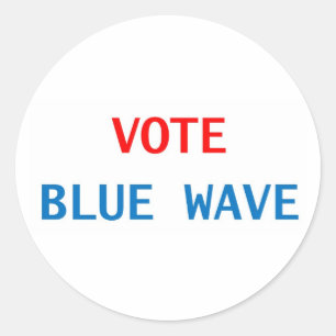 voter bleu vague autocollant rond