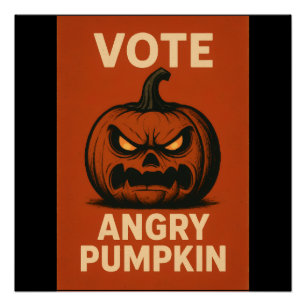 Voter Citrouille en colère Glossy Poster